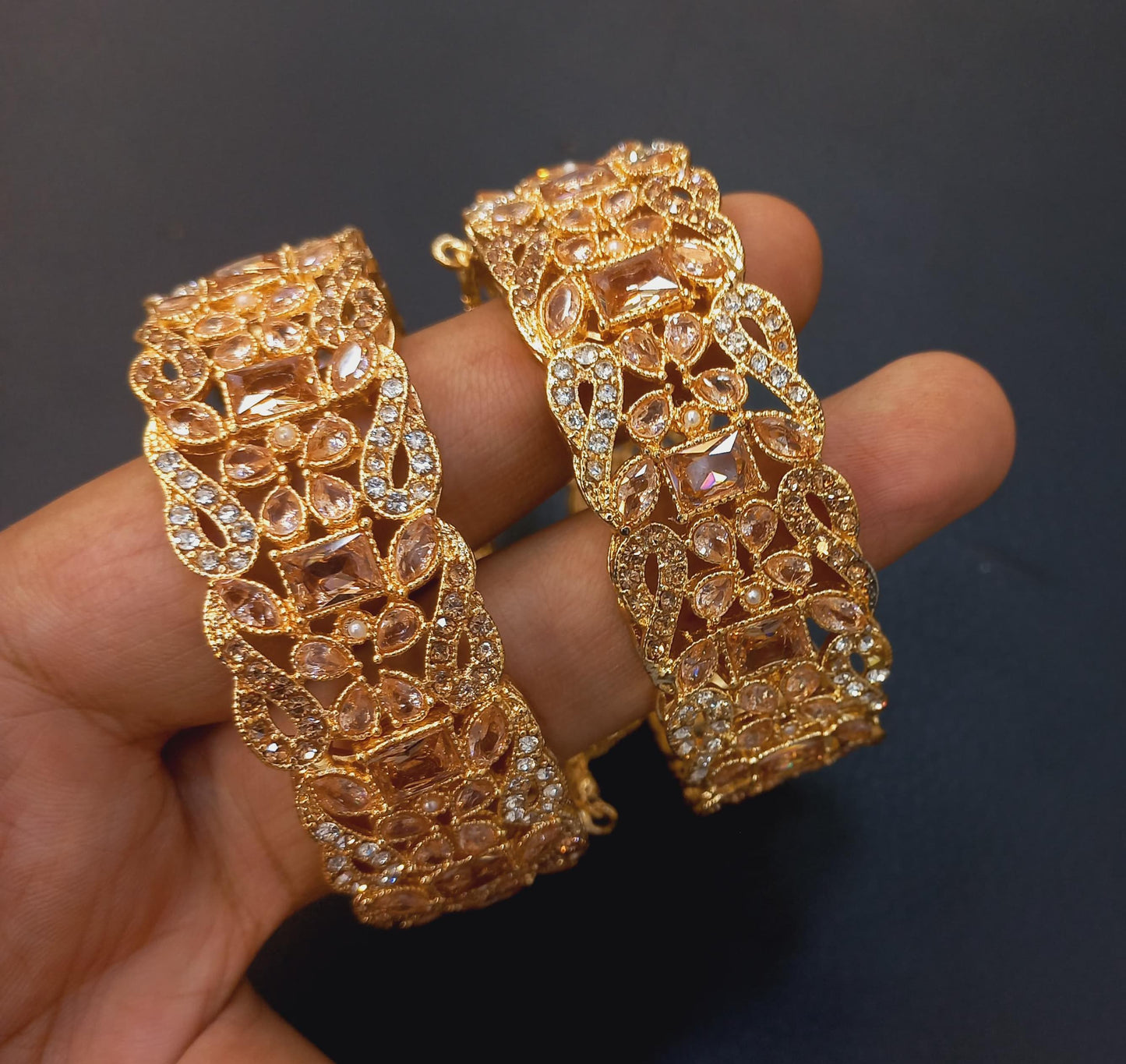 Rose openable bangles pair