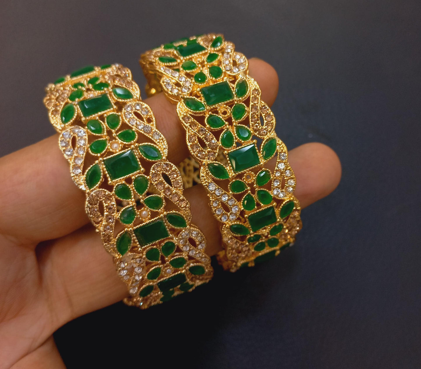 Rose openable bangles pair